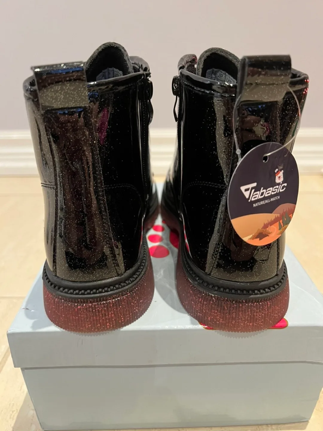 Tabasic Girls' Black Glitter Boots Size 10 image indicator(5)