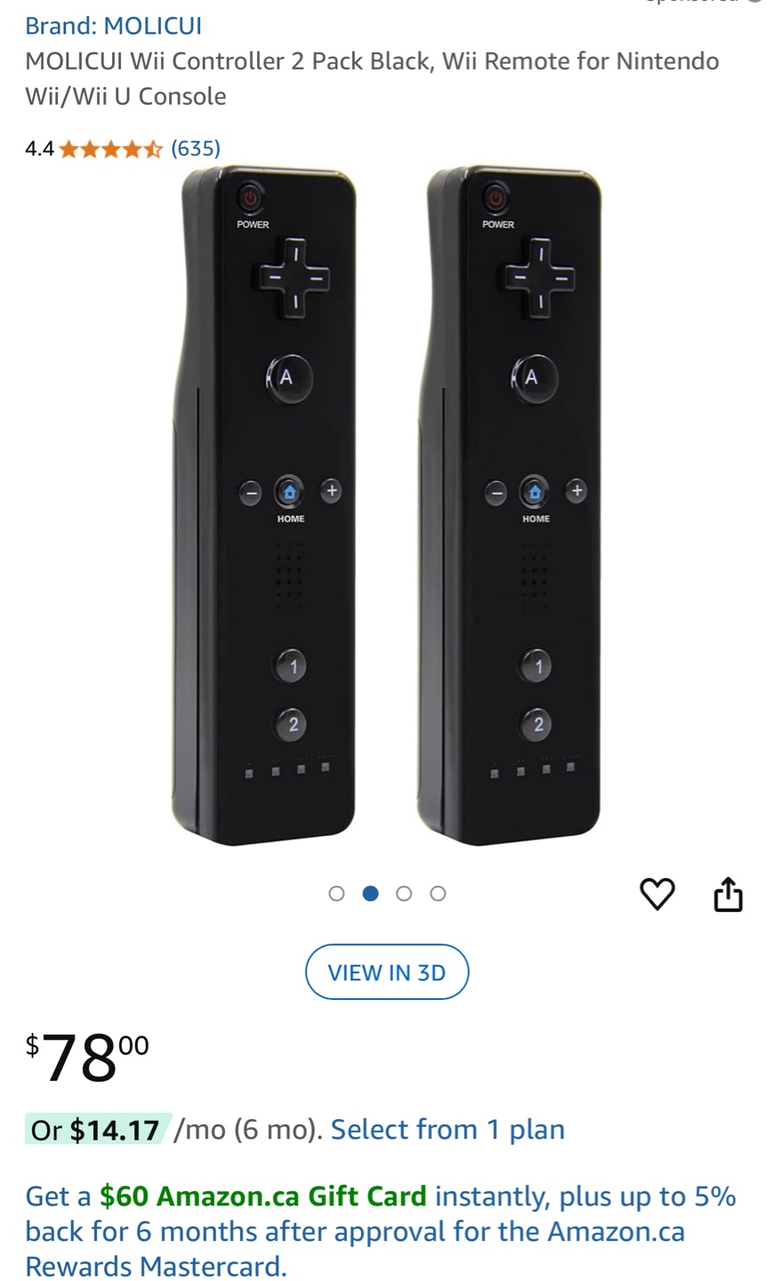 MOLICUI Wii Remote 2-Pack for Nintendo Wii/Wii U - photo 2
