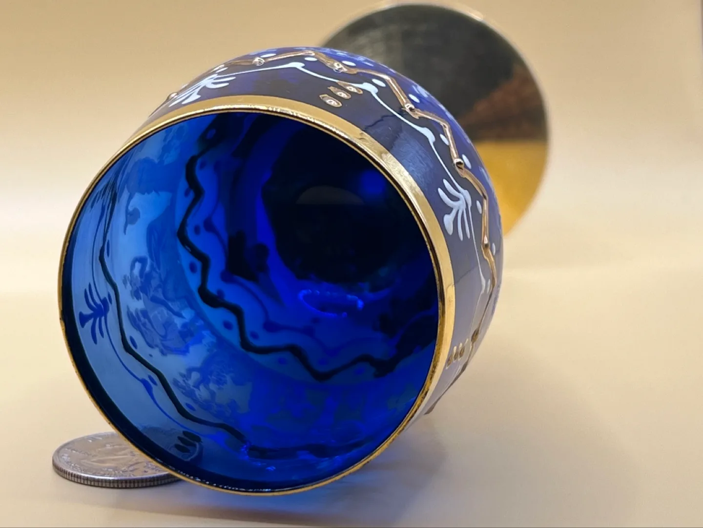 Set of Antique Cobalt Blue and Gold Murano Glass Goblets image indicator(5)