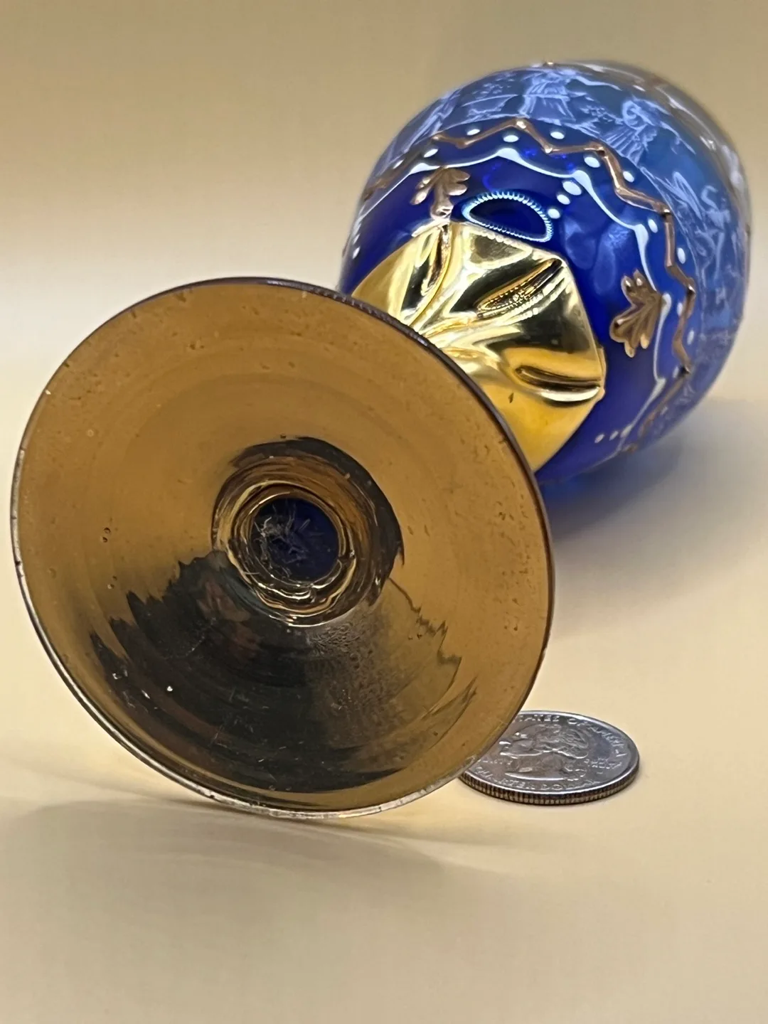 Set of Antique Cobalt Blue and Gold Murano Glass Goblets image indicator(2)