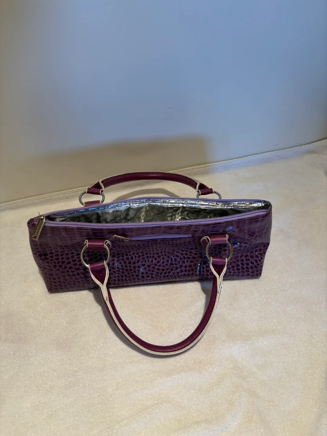 Purple Crocodile-Embossed Wine Purse
