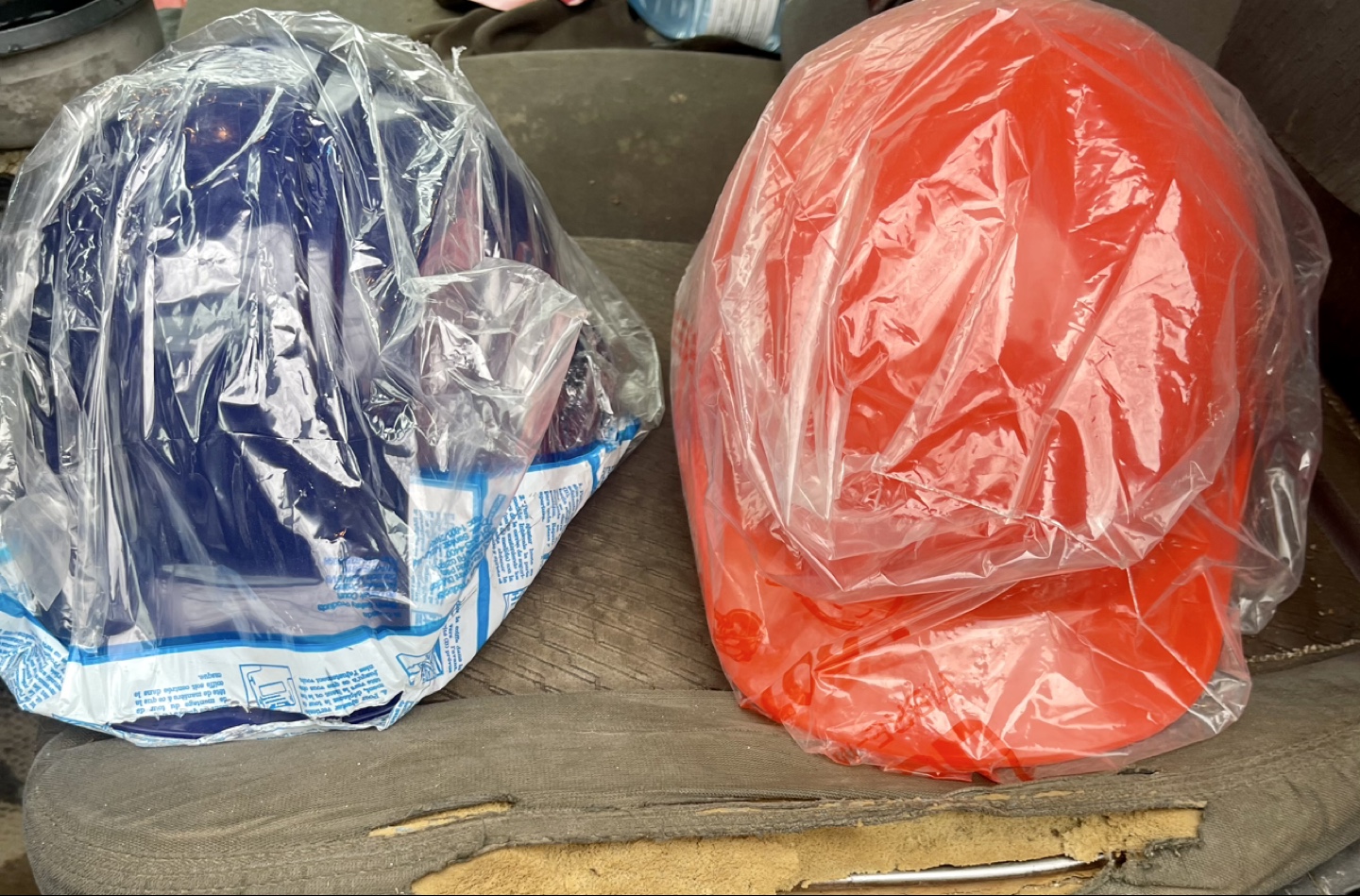 2 New Hard Hats - Blue and Orange - Model Action Gear