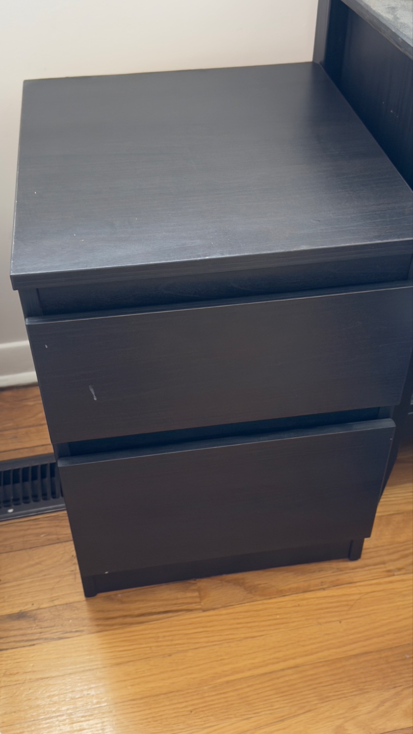 IKEA STORKLINTA Black Two-Drawer Nightstand