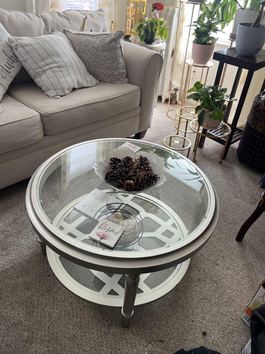 Silver Glass Top Coffee Table with Shelf - photo 4