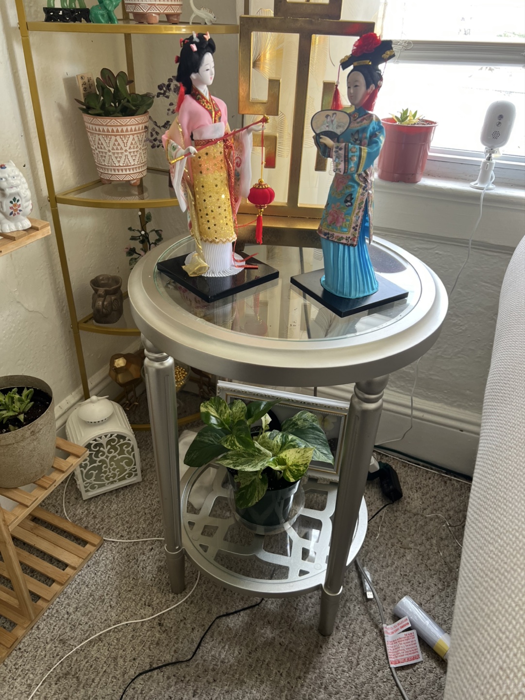 Silver Glass Top Coffee Table with Shelf