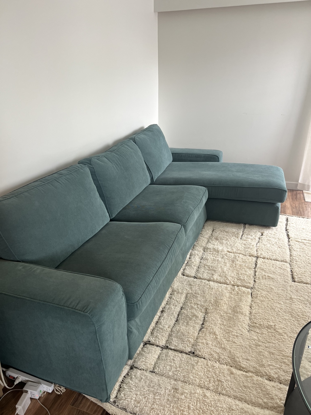 IKEA KIVIK Loveseat with Chaise, Kelinga Gray-Turquoise