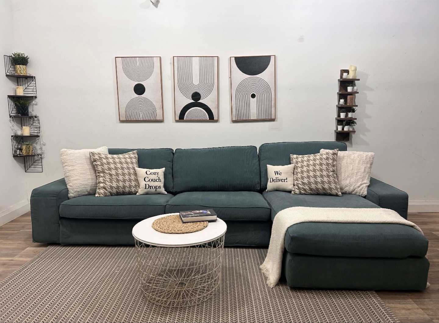 IKEA KIVIK Loveseat with Chaise, Kelinga Gray-Turquoise - photo 2