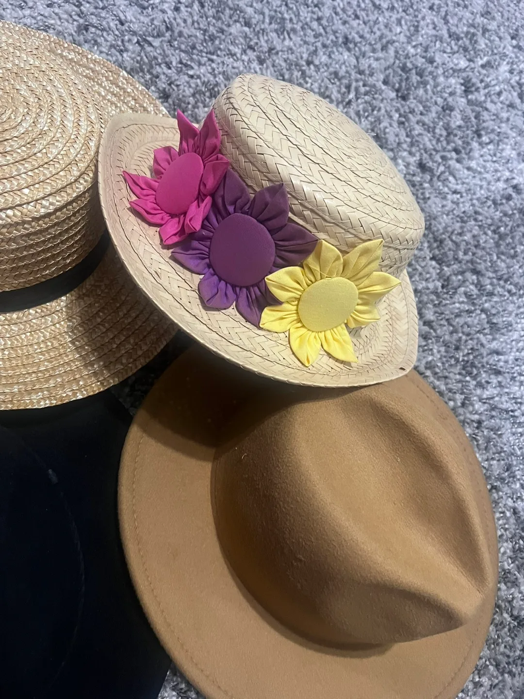 Adorable Straw Boater Hat with Flower Detail image indicator(2)