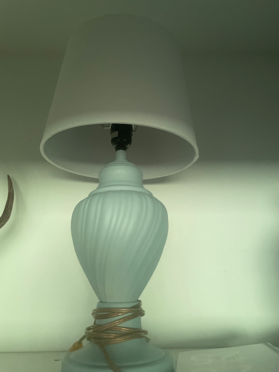 Light Blue Table Lamp with White Shade