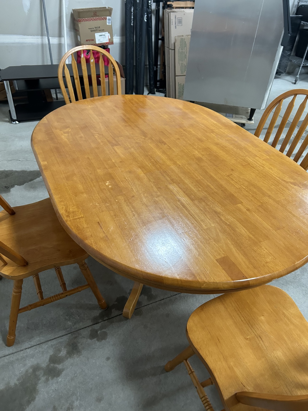 Wooden Oval Dining Table and Four Chairs Set - photo 2