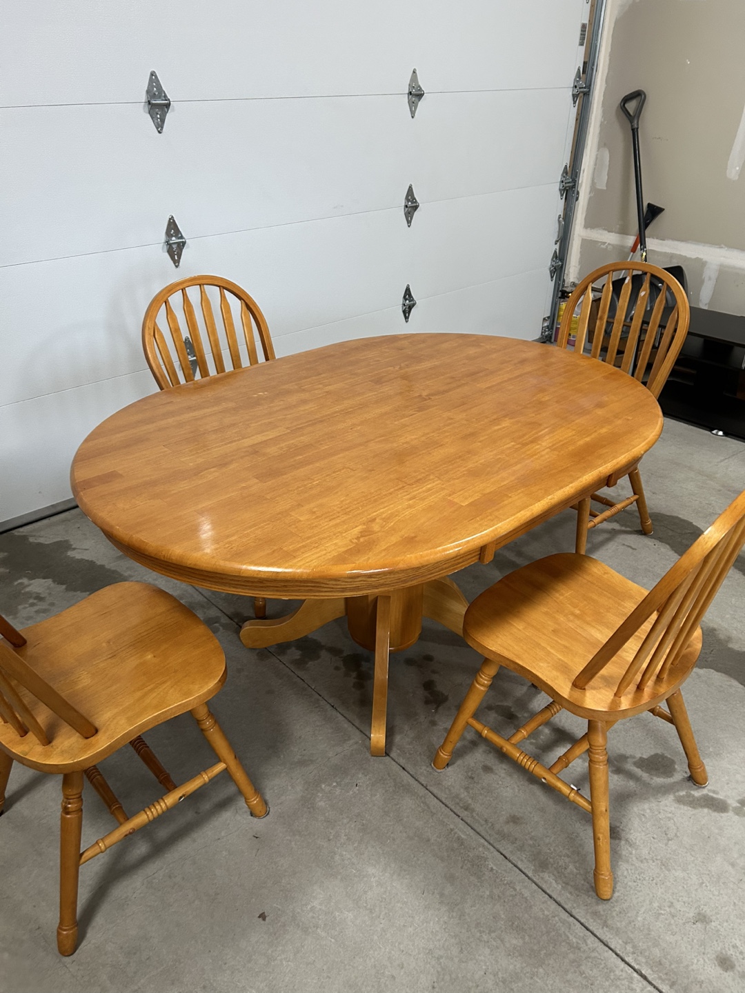 Wooden Oval Dining Table and Four Chairs Set