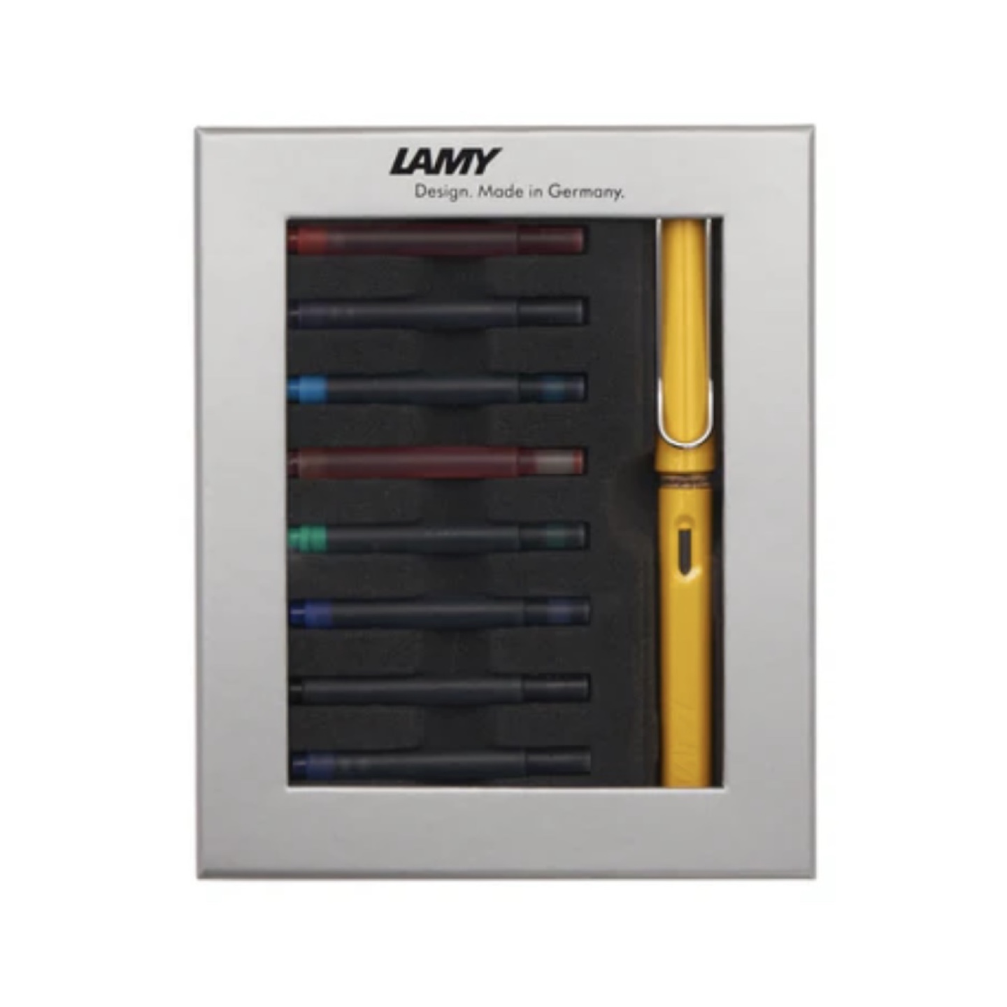 LAMY Safari Yellow Fountain Pen with Ink Cartridges Gift Set