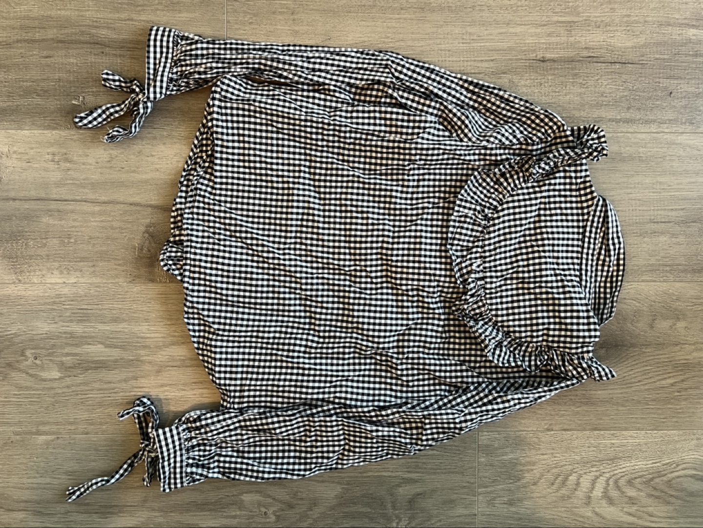 Black and White Gingham Button-Down Blouse - photo 5