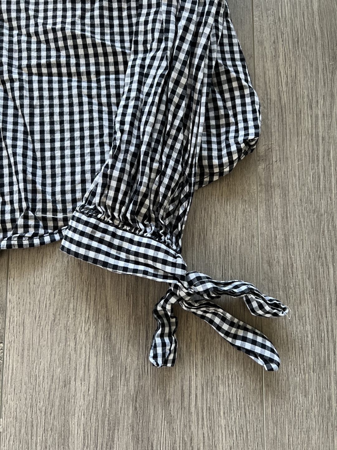 Black and White Gingham Button-Down Blouse - photo 4