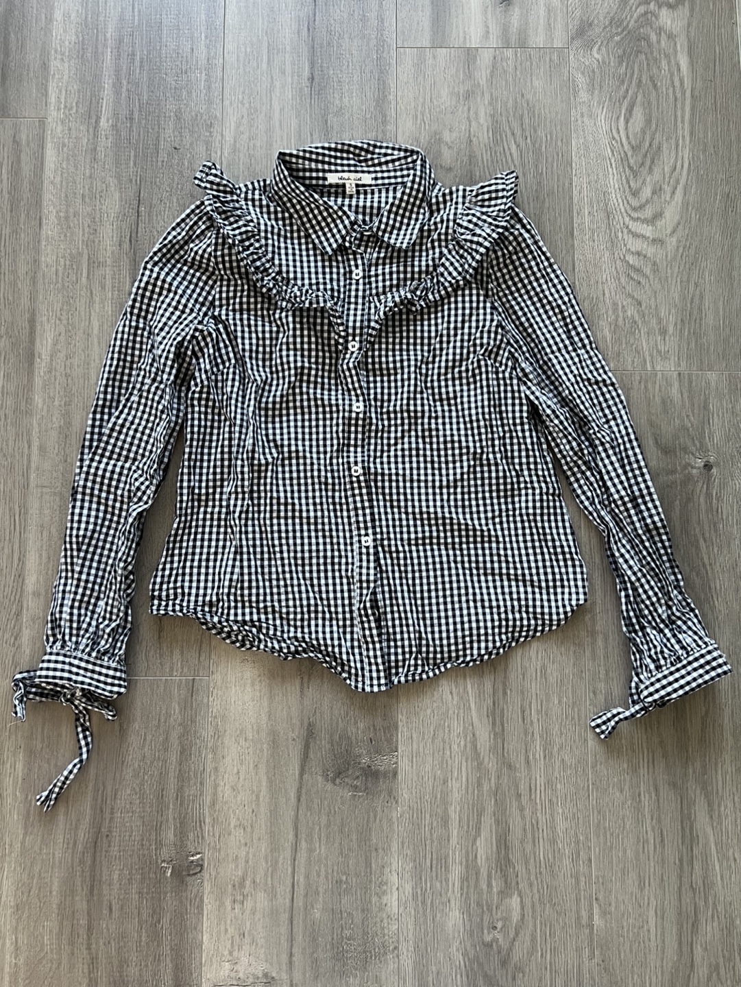 Black and White Gingham Button-Down Blouse - photo 2