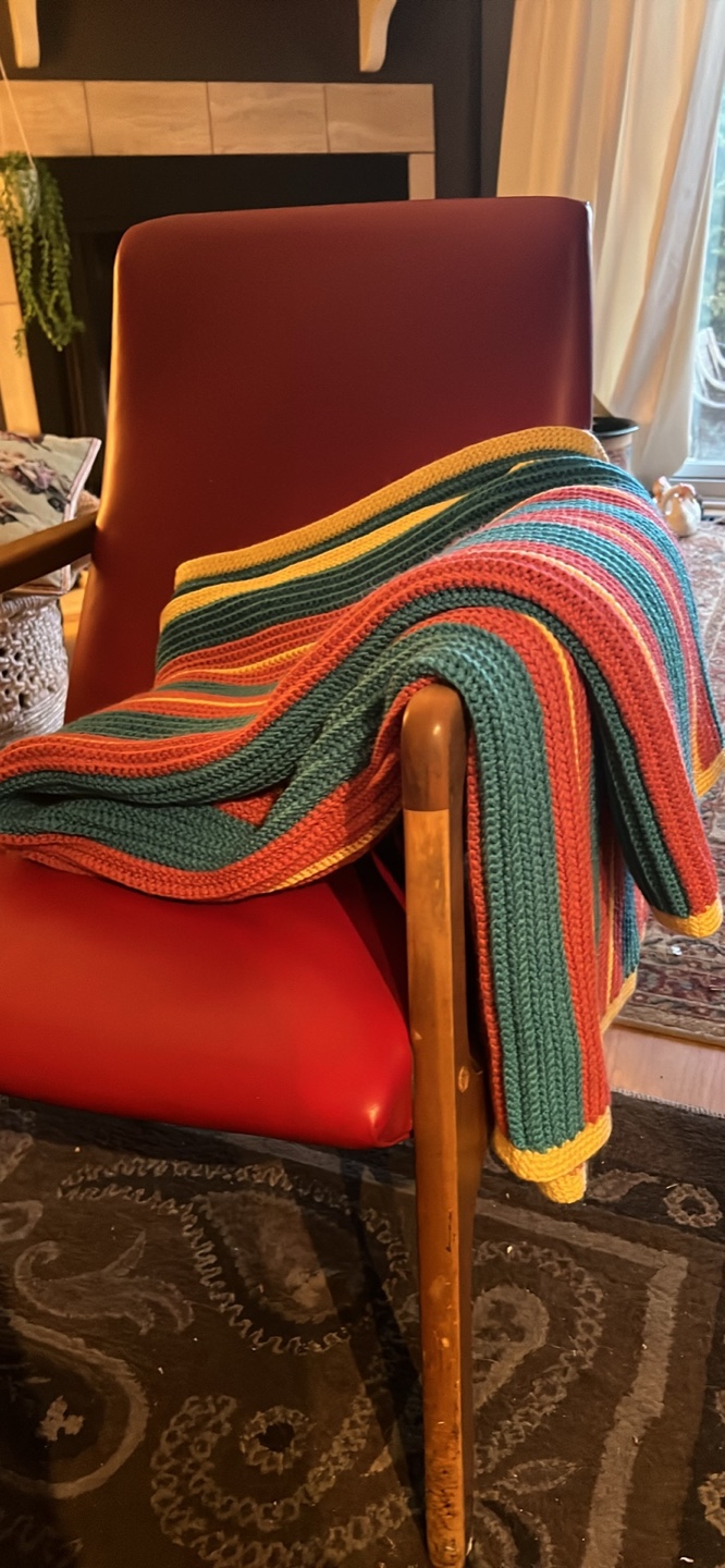 Handmade Striped Knit Throw Blanket - photo 2
