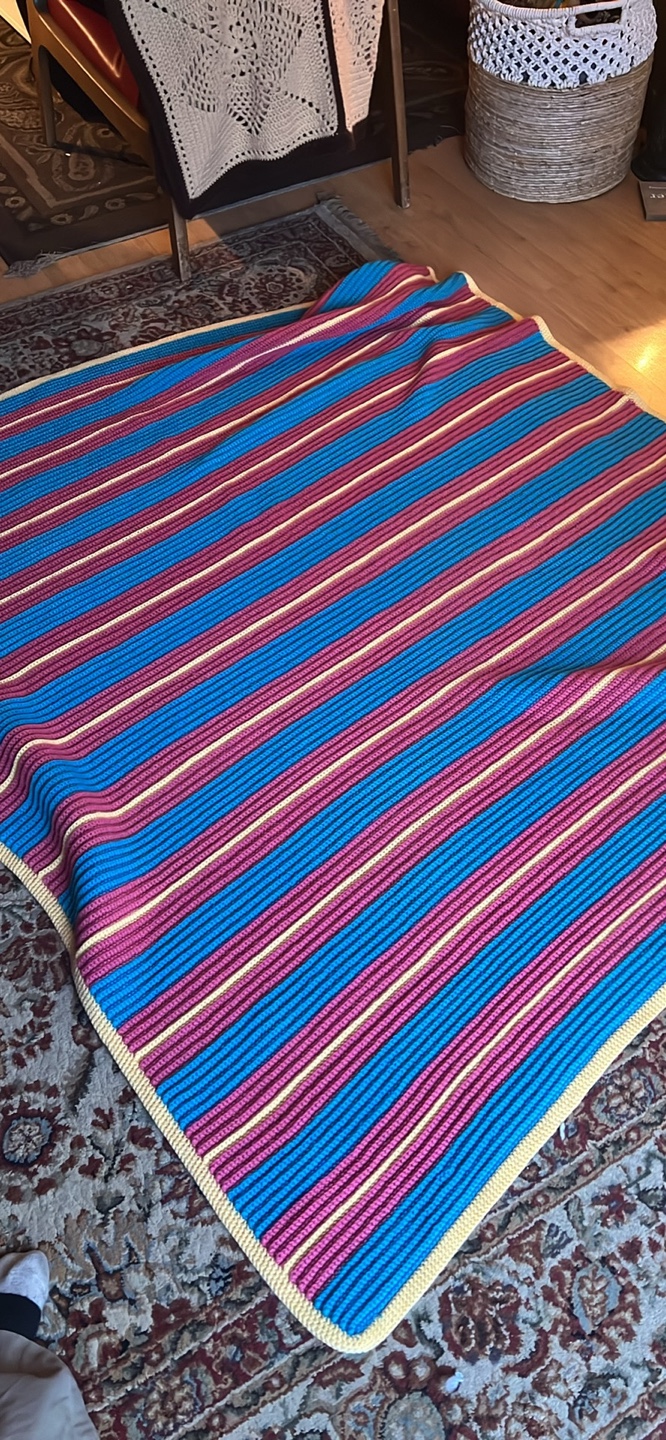 Handmade Striped Knit Throw Blanket