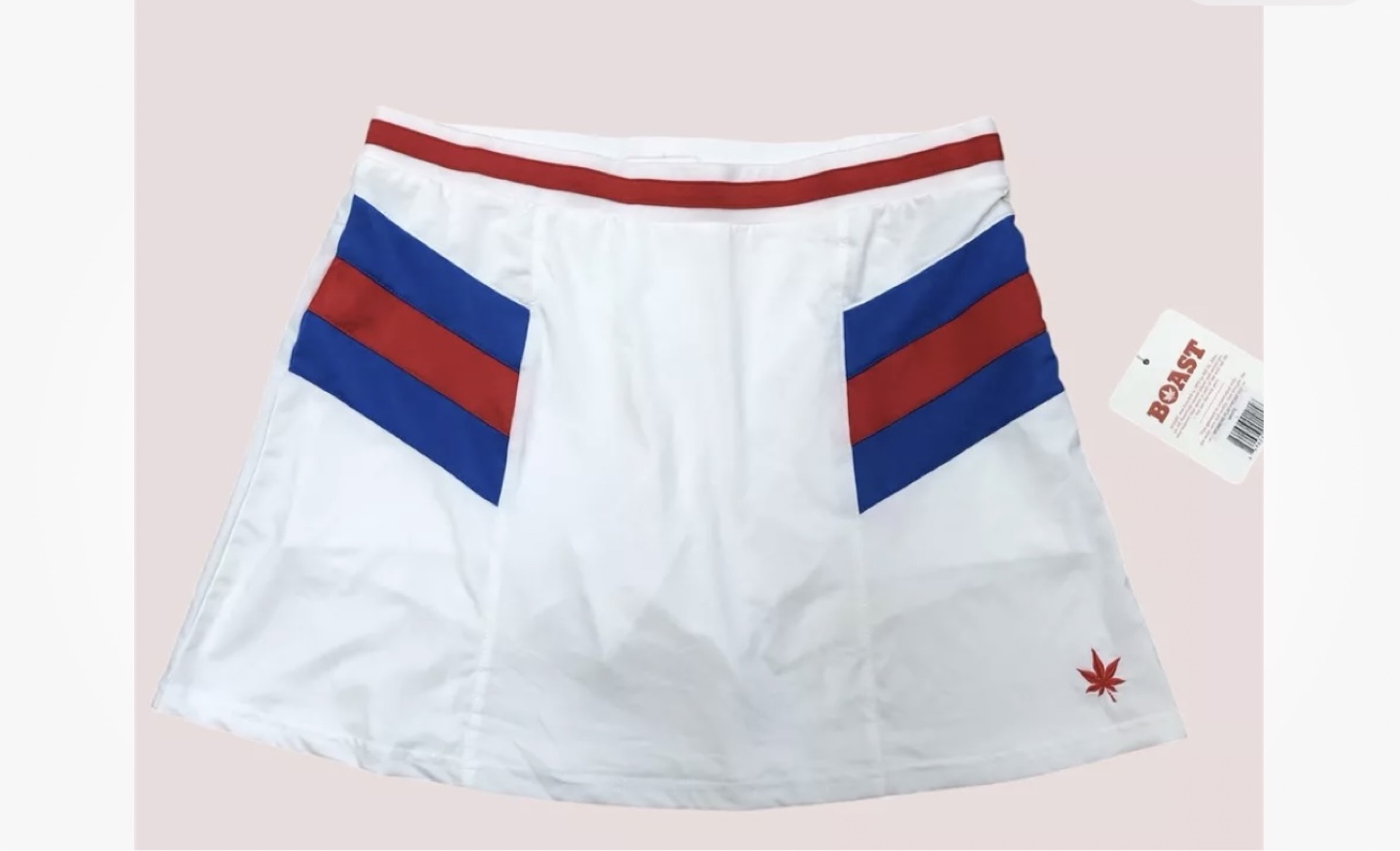 BOAST Tennis Skort White Red Blue Size S