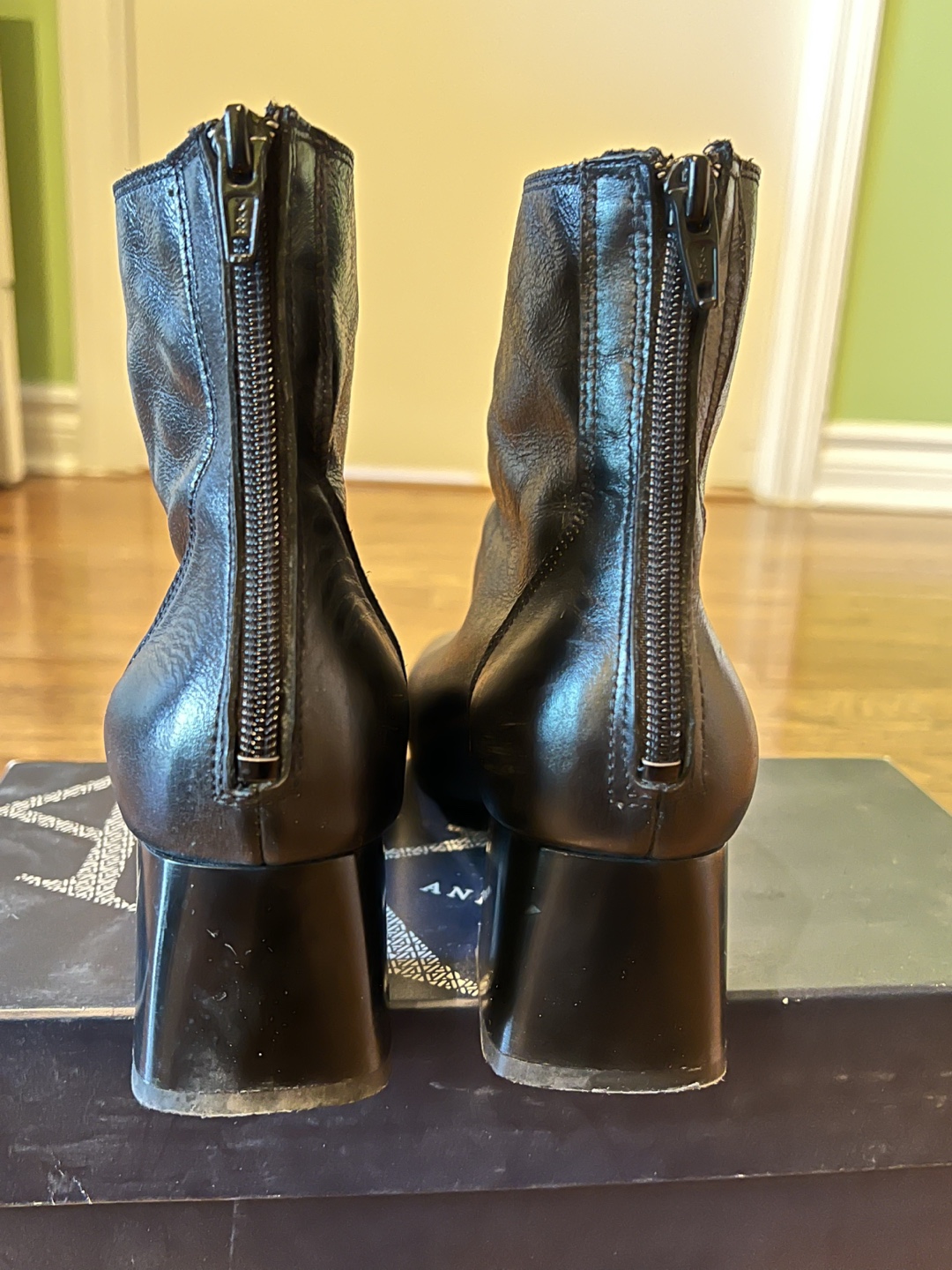 Mango Black Leather Ankle Boots - size 37 - photo 2