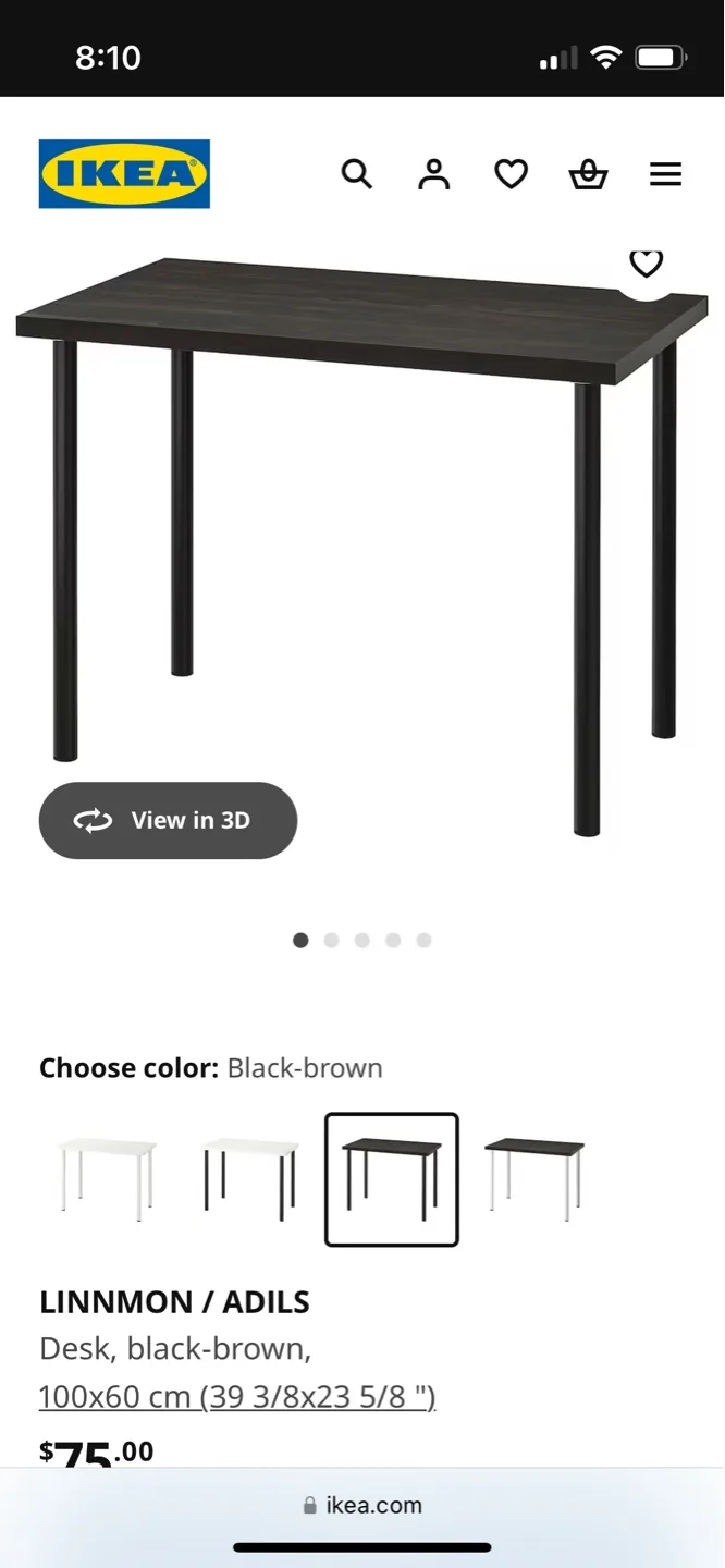 IKEA LINNMON/ADILS Desk - Black-Brown image indicator(2)