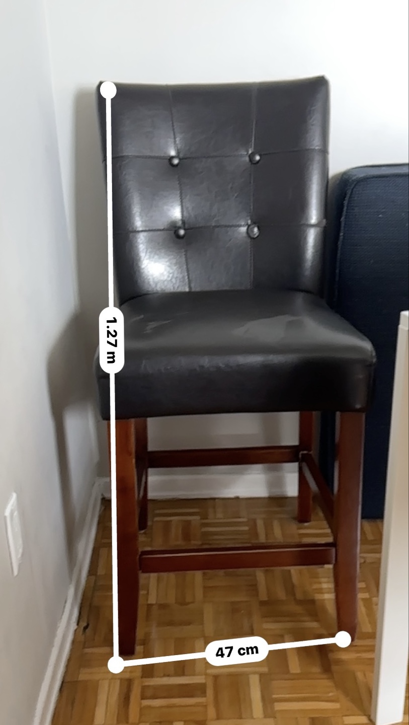 Four Brown Leather upholstered dining or bar-height chairs - photo 2