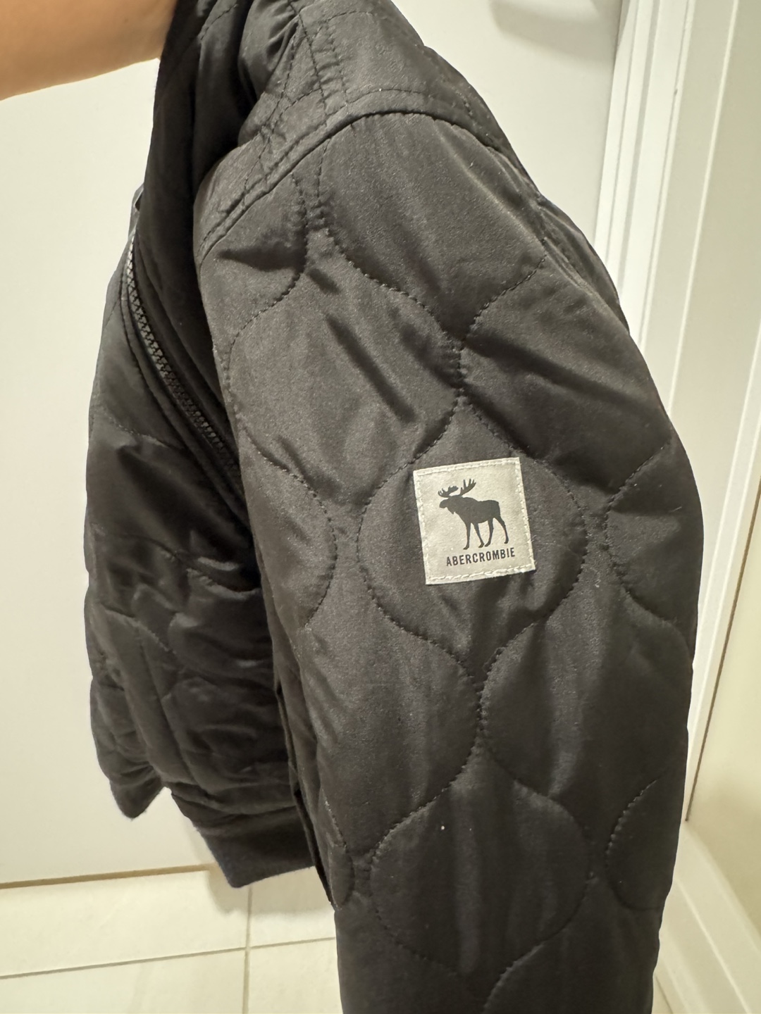 Abercrombie Kids Black Quilted Bomber Jacket