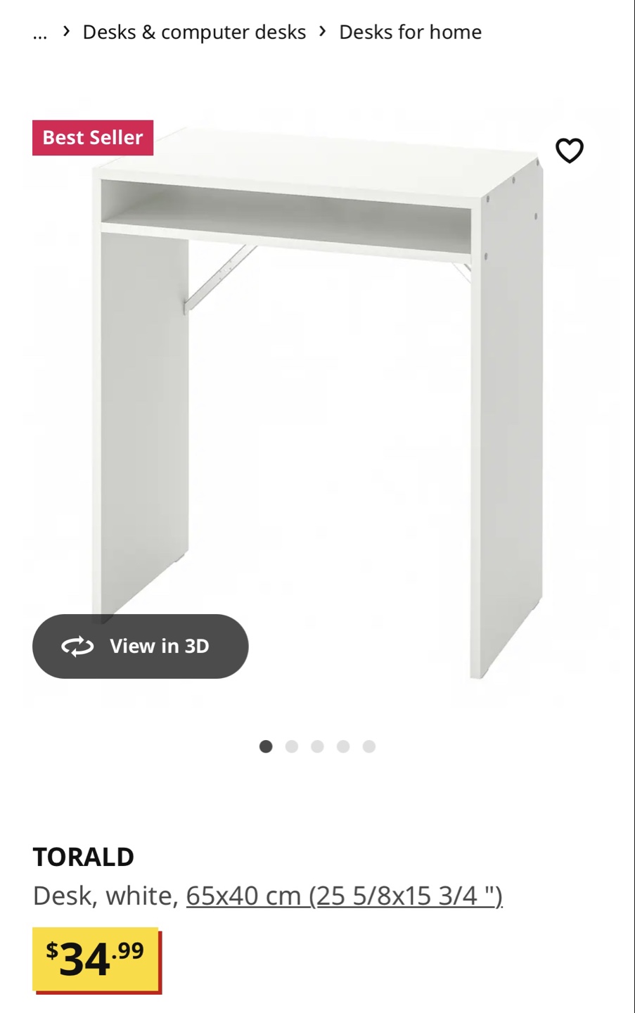 IKEA TORALD White Desk