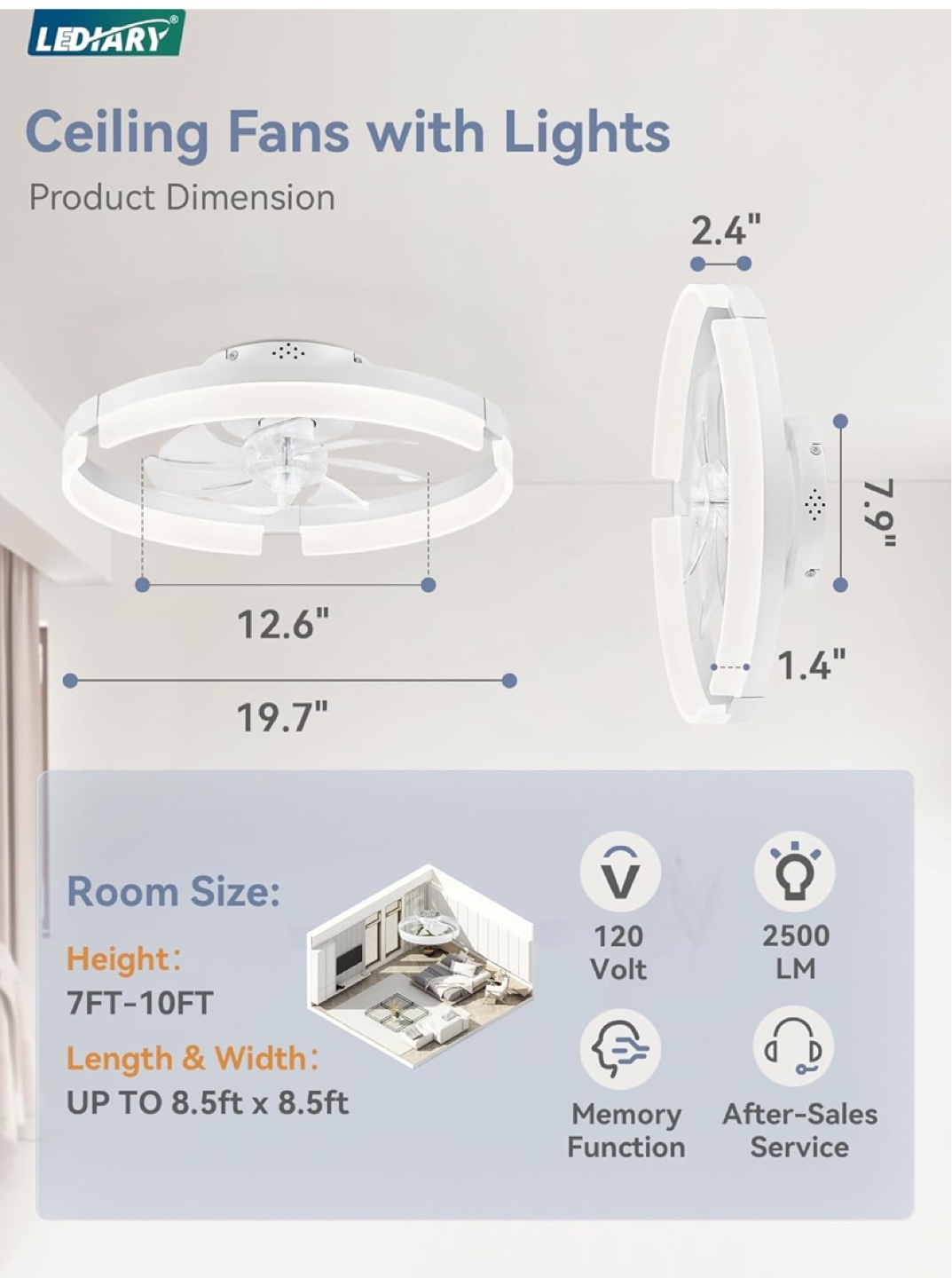 LEDARY Smart Ceiling Fan with Light, Remote & App Control - New - photo 2