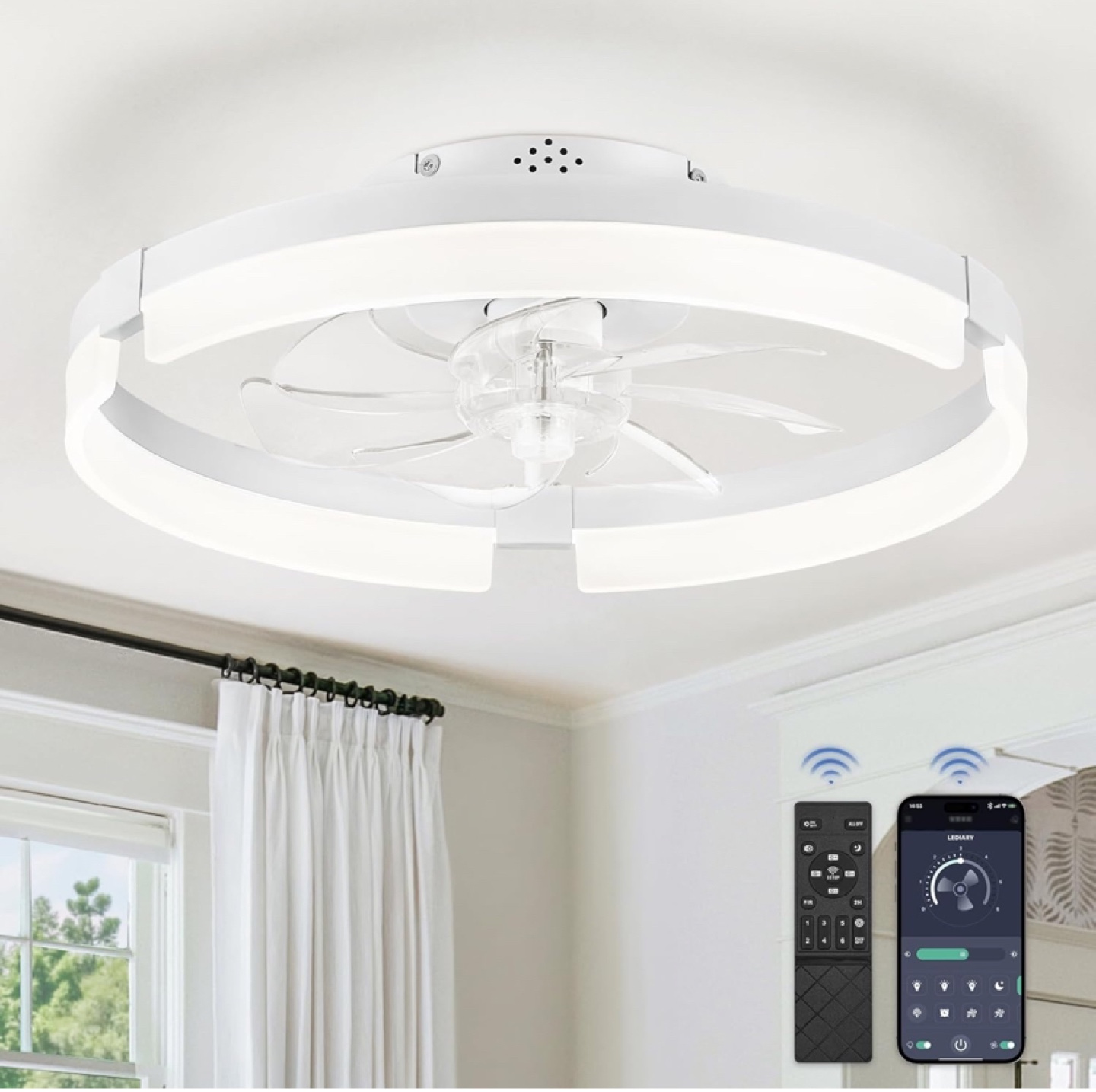 LEDARY Smart Ceiling Fan with Light, Remote & App Control - New