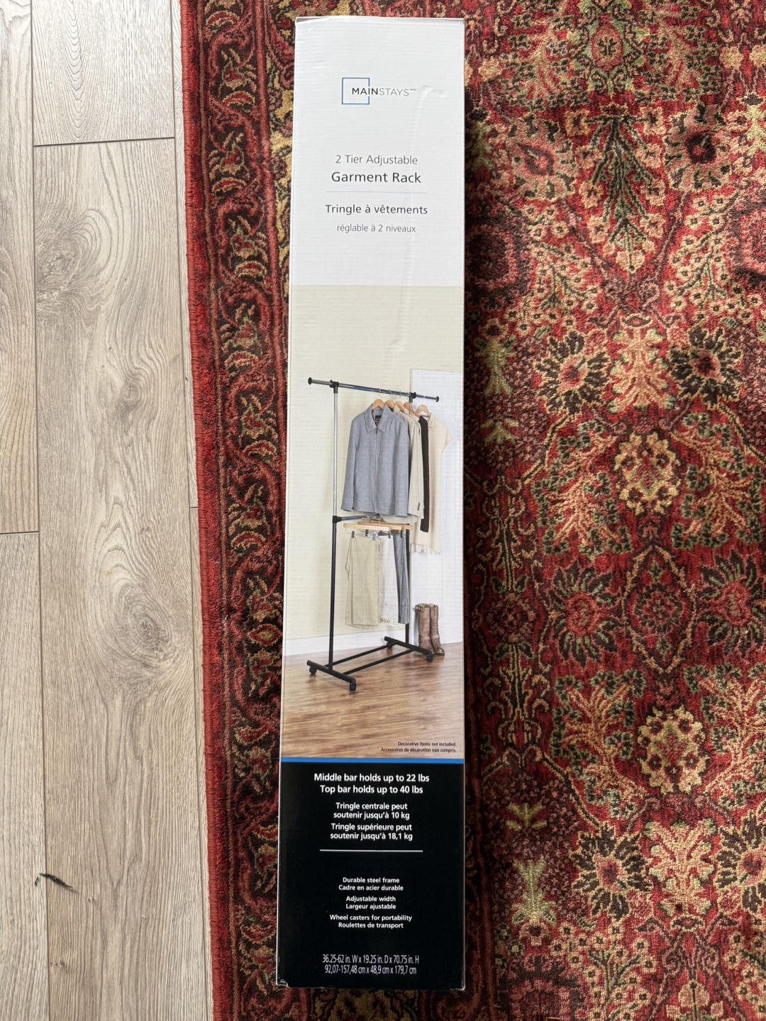 UNOPENED Mainstays 2-Tier Adjustable Garment Rack