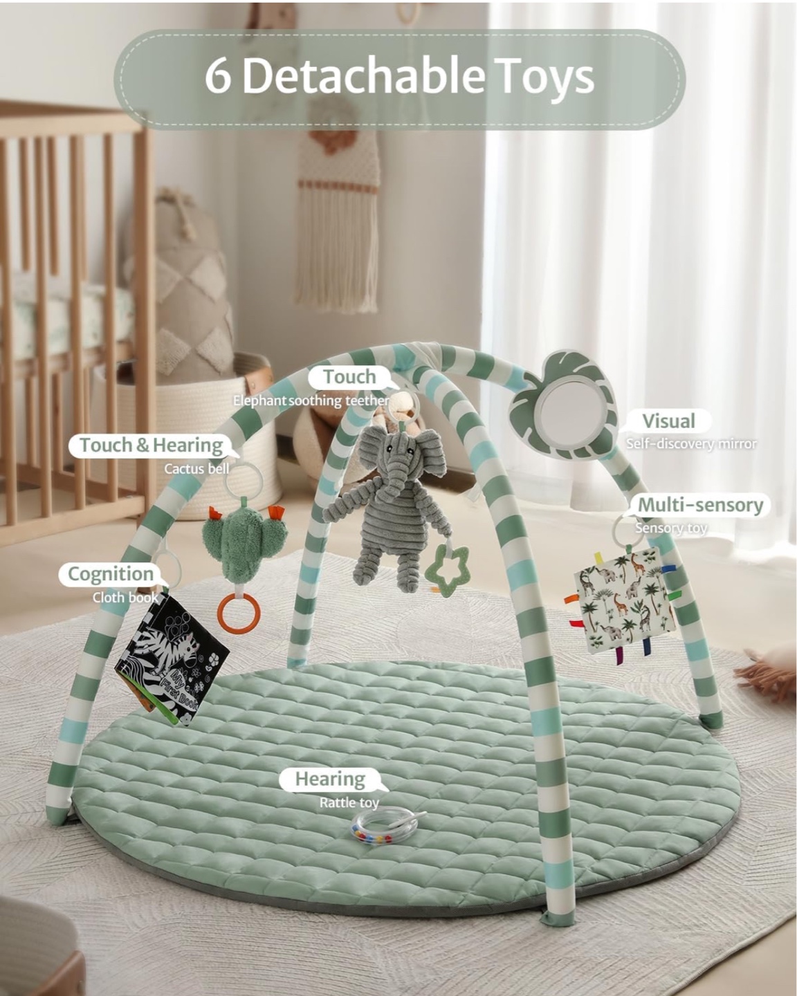Baby Playmat Gym with 6 Detachable Toys - photo 3