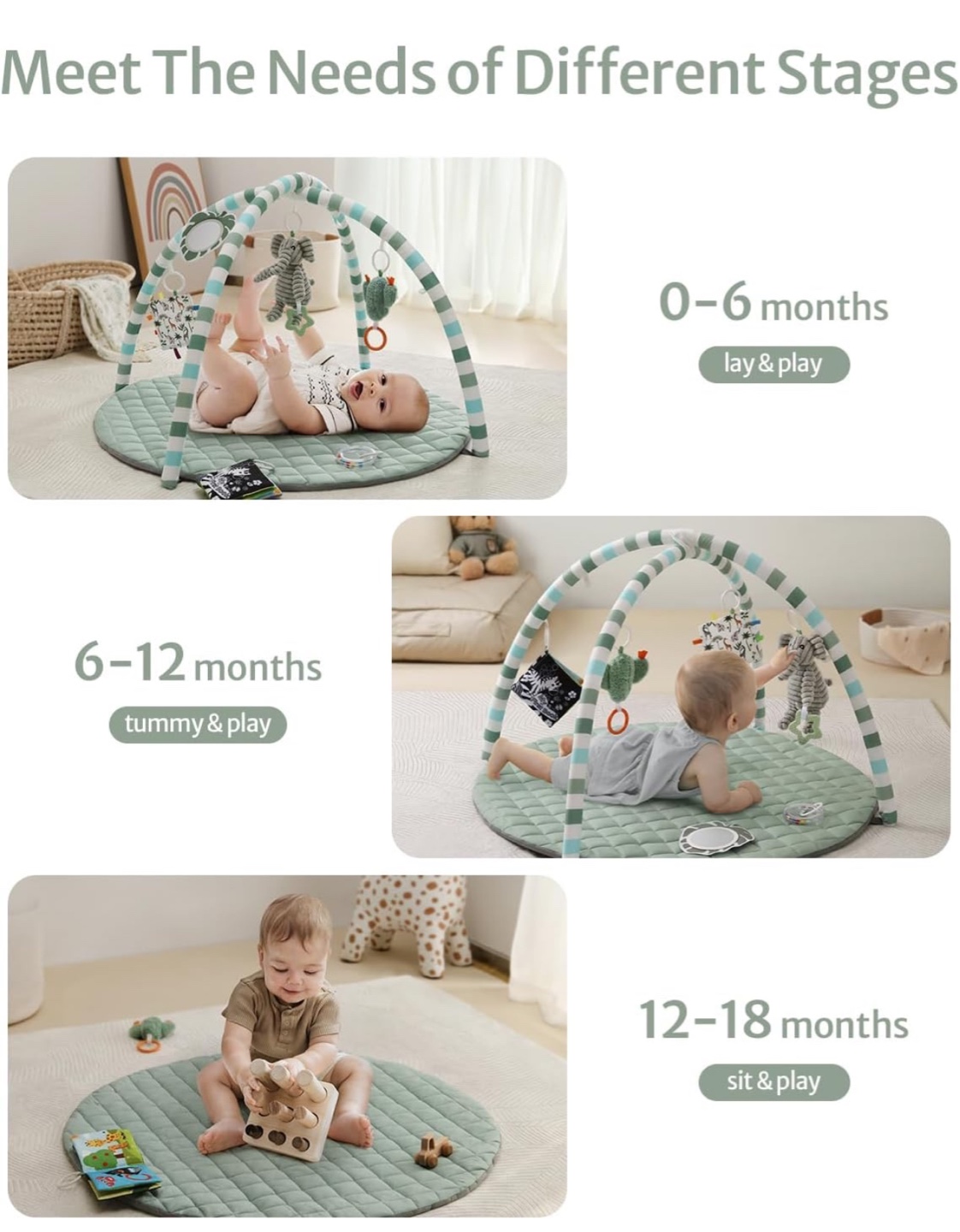 Baby Playmat Gym with 6 Detachable Toys - photo 4