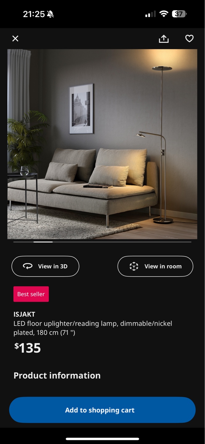 Moving out sale :IKEA ISJAKT LED Floor Lamp