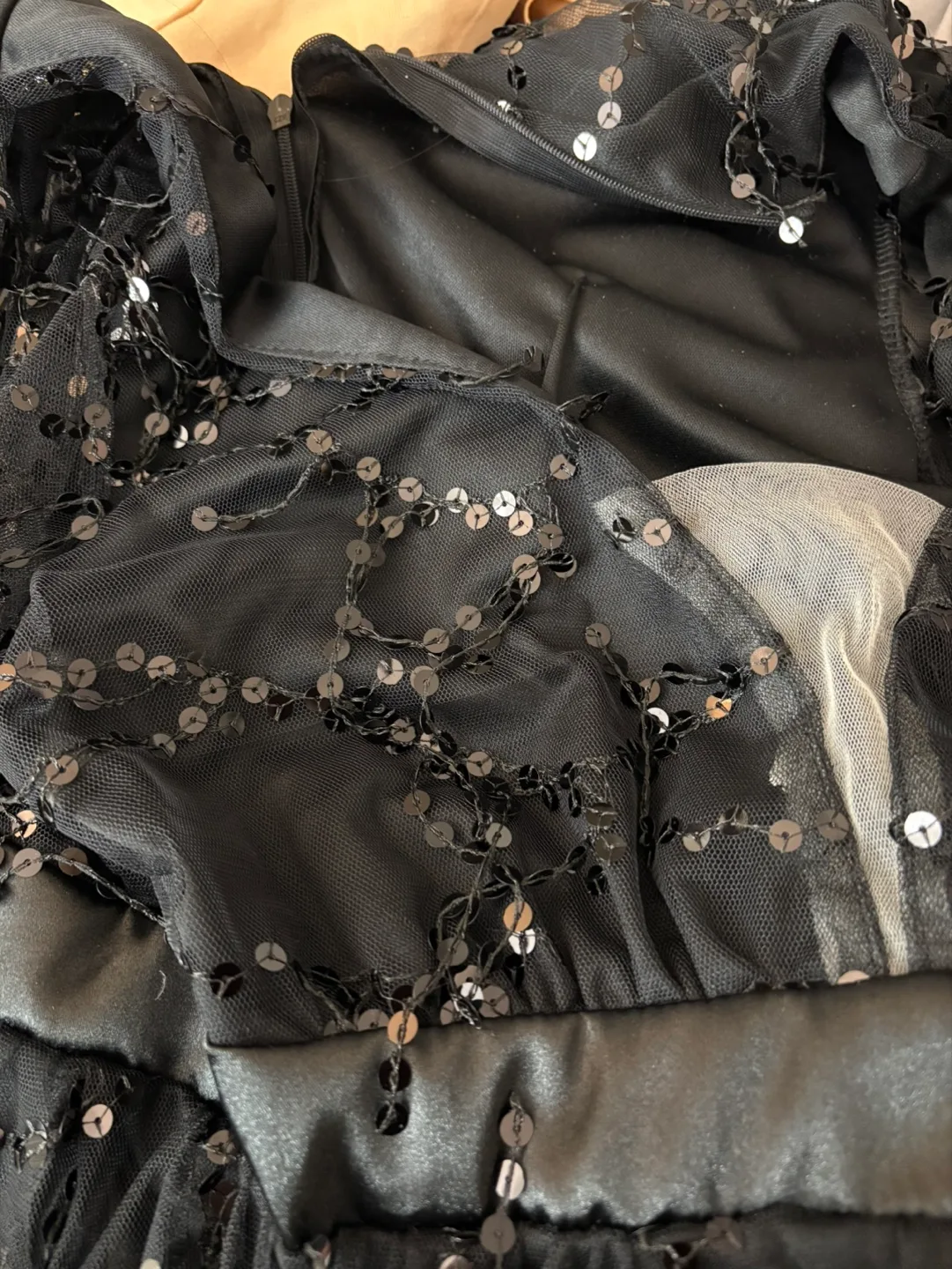 New Black Sequin Maxi Dress with High Leg Slit image indicator(9)