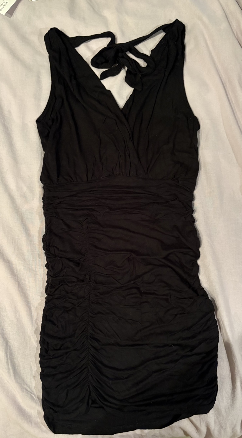 Elegant Black Ruched Mini Dress