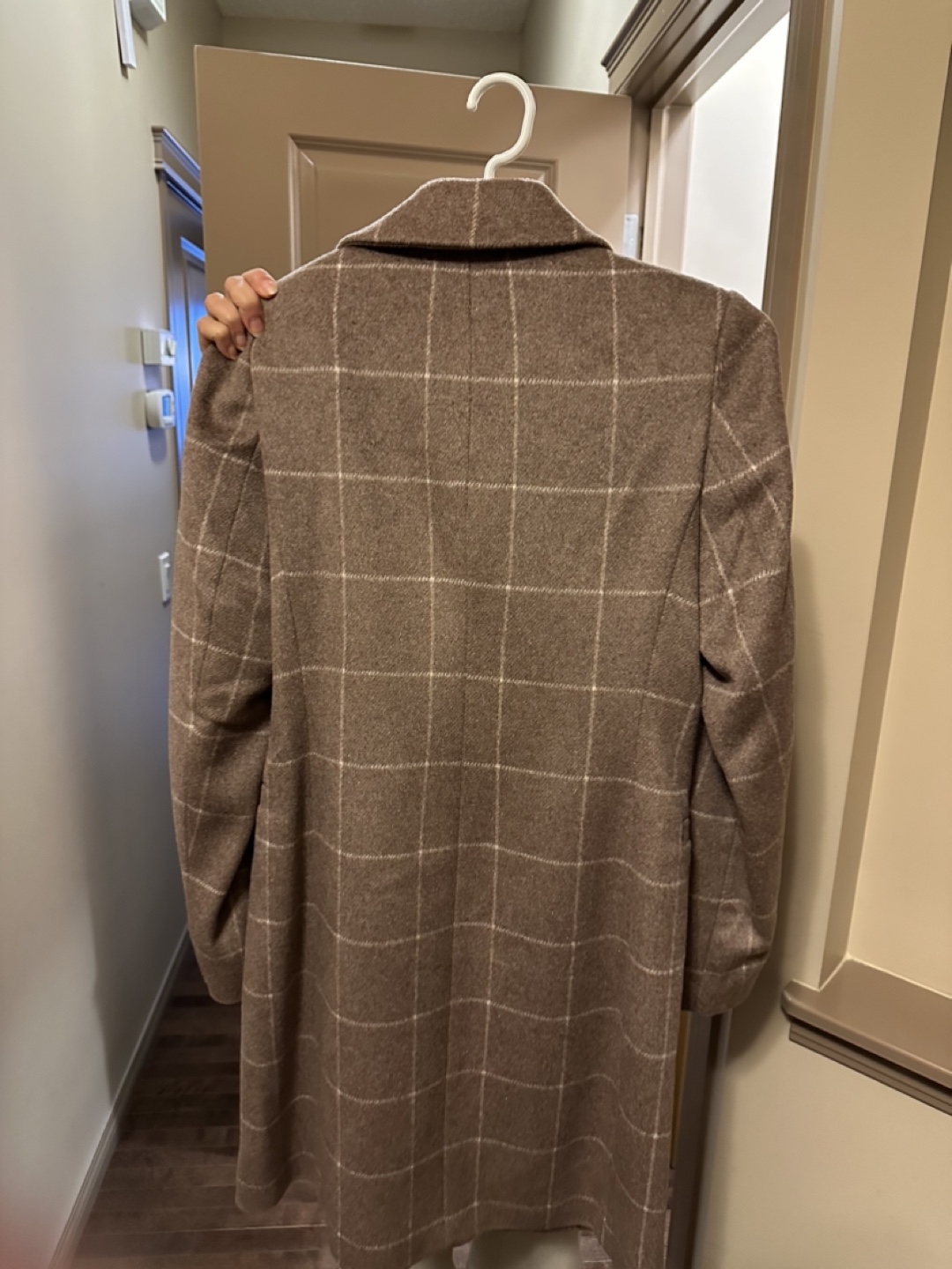 Women's Brown Plaid Longline Coat - photo 2