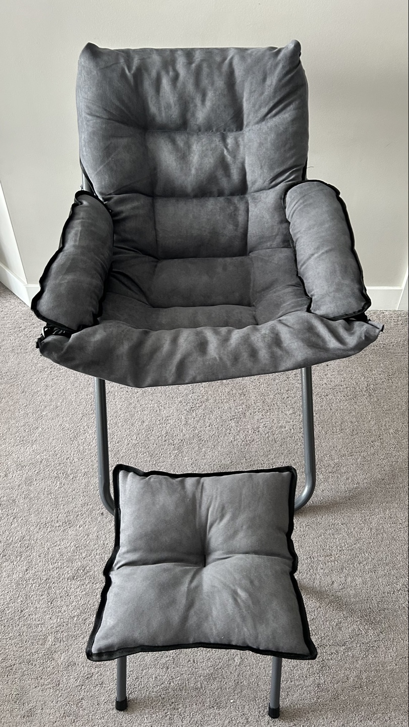 Grey Folding Chair and Ottoman Set