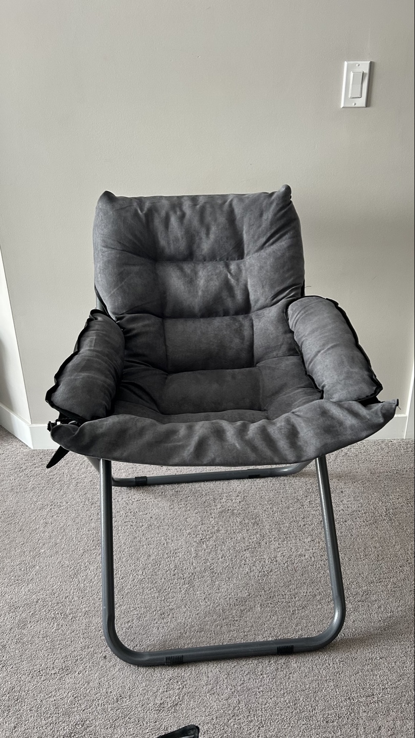 Grey Folding Chair and Ottoman Set - photo 3