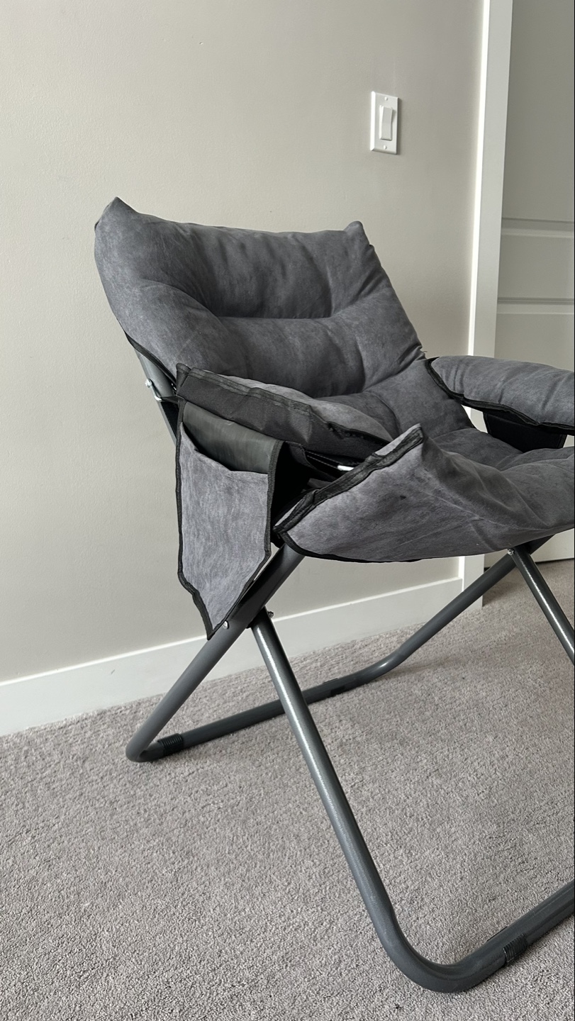 Grey Folding Chair and Ottoman Set - photo 4