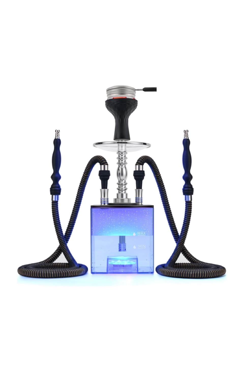 Upgrade Kitoshun 2 Hose Hookah, Acrylic Base, LED Light,m - New