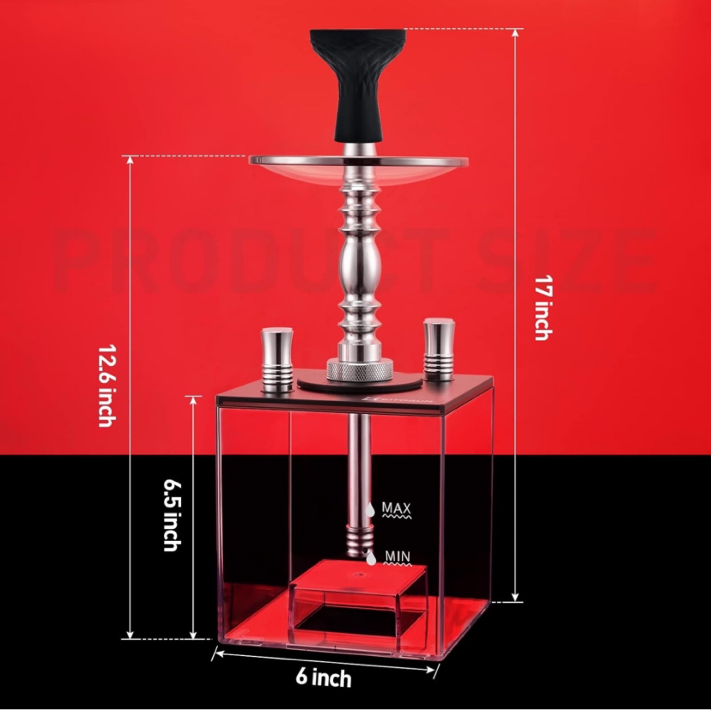 Upgrade Kitoshun 2 Hose Hookah, Acrylic Base, LED Light,m - New - photo 5