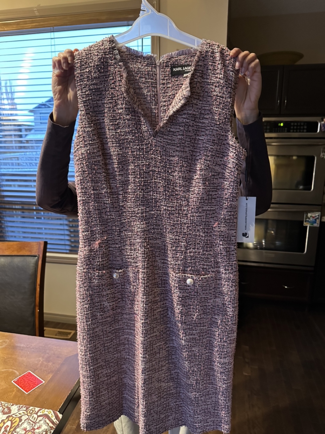 Karl Lagerfeld Pink Tweed Sleeveless Dress