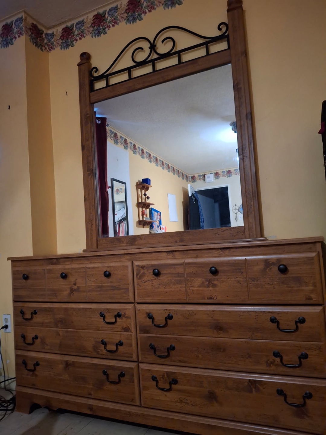 Wooden dresser with mirror