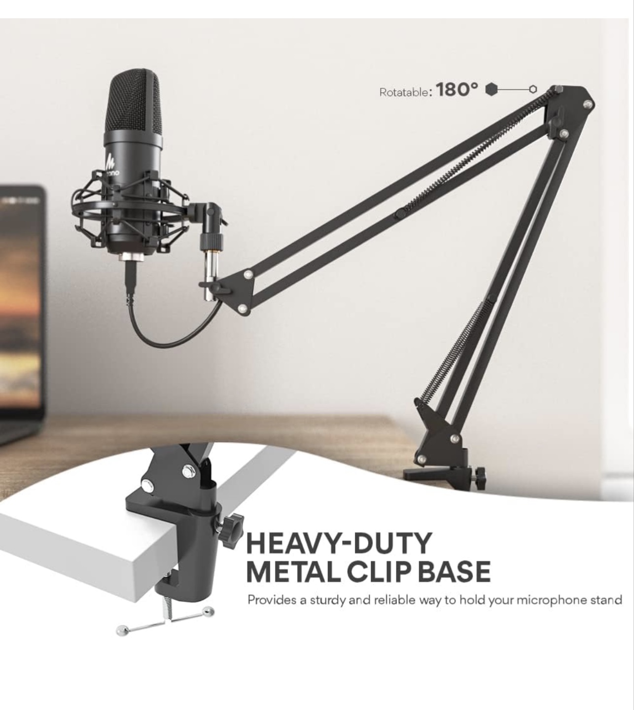 Maono AU-A04 USB Condenser Microphone Kit with Scissor Arm Stand - photo 2