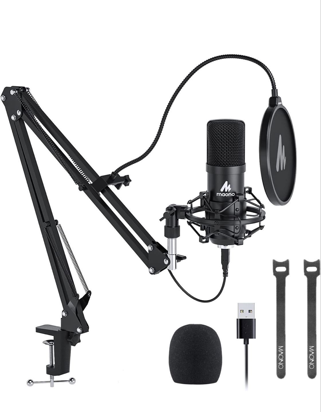 Maono AU-A04 USB Condenser Microphone Kit with Scissor Arm Stand