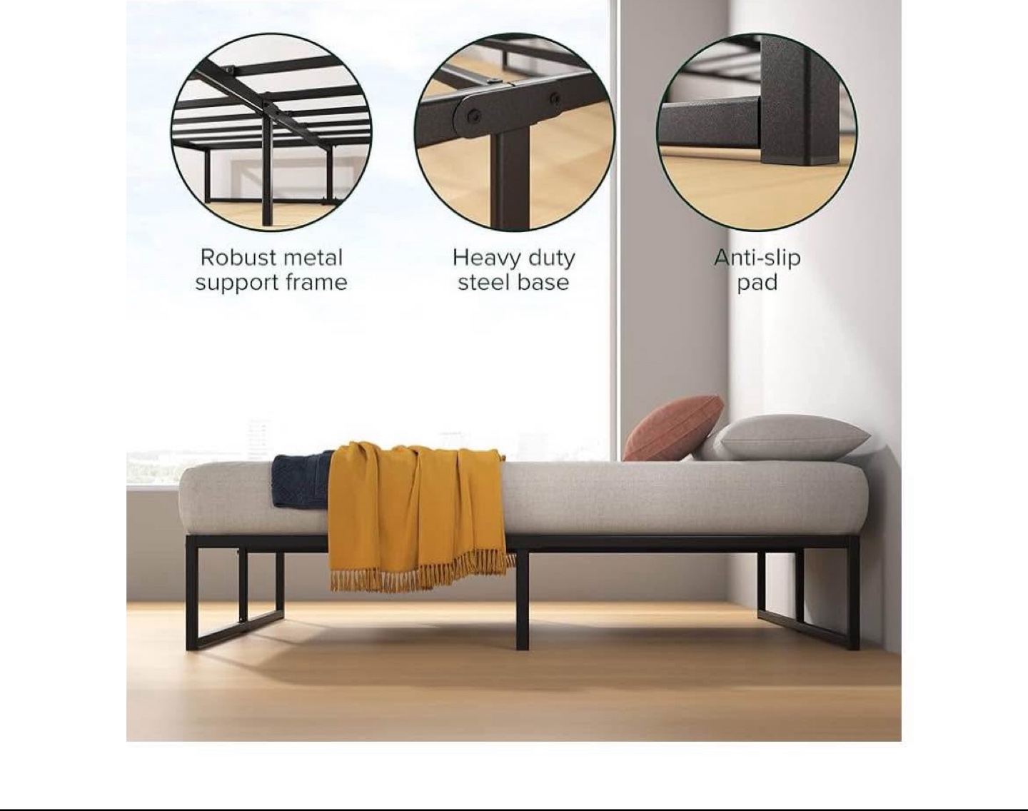 Zinius Metal Platform Bed Frame - Twin Size - photo 2