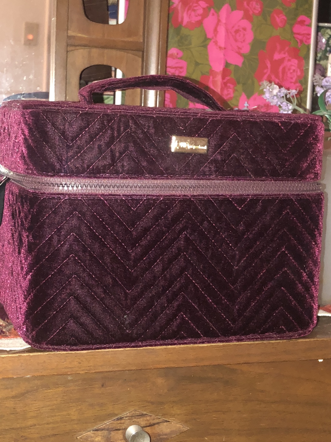 Burgundy Velvet Quilted Case