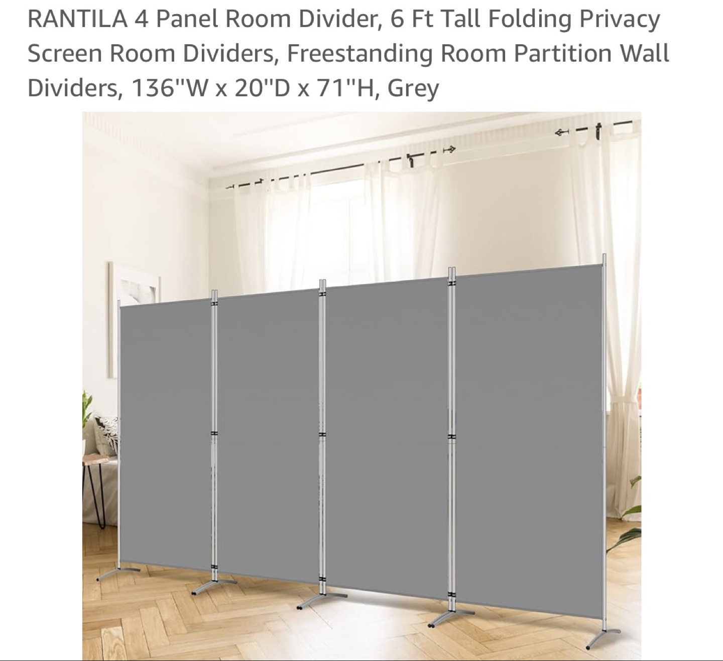 RANTILA 4 Panel Room Divider - Grey