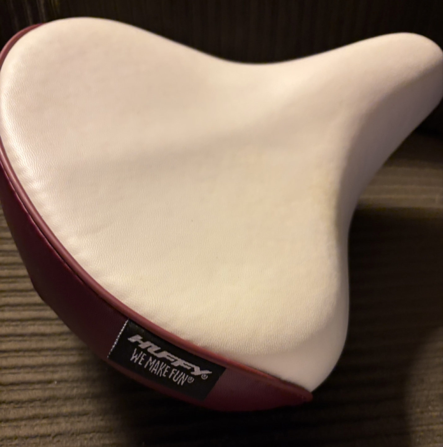 Huffy Bike Seat - White and Burgundy