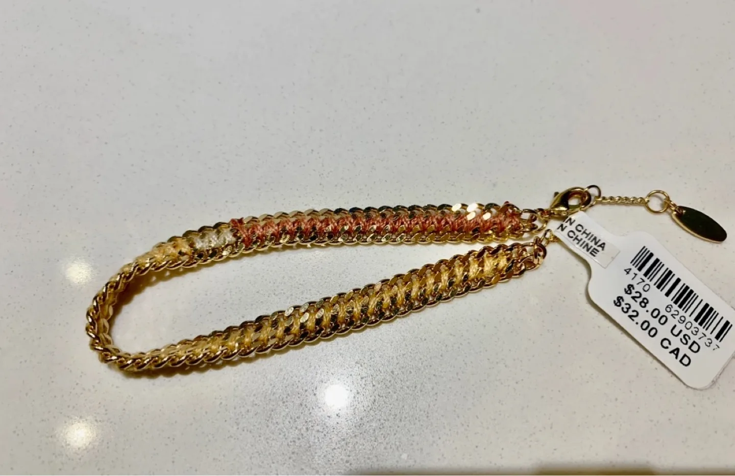 Gold Chain Bracelet with Woven Detail image indicator(2)